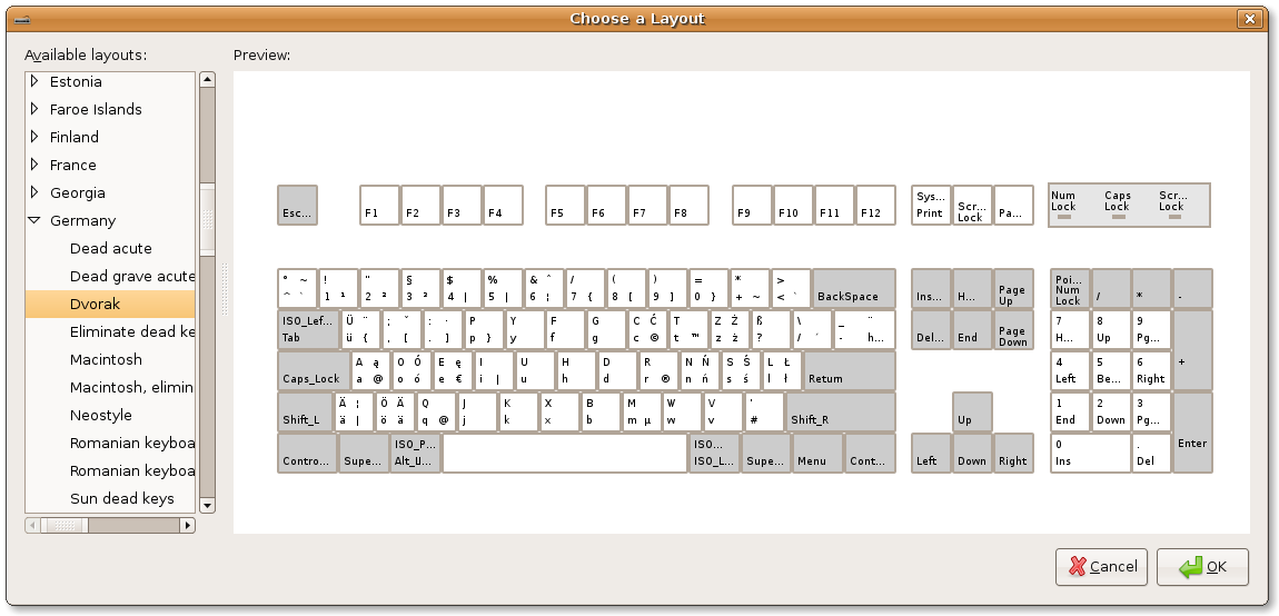 Screenshot Gnome System Preferences