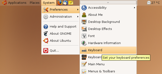 Screenshot Gnome System Preferences